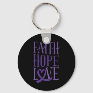 Hope Love - Fibromyalgia Awareness Support Purple Key Ring