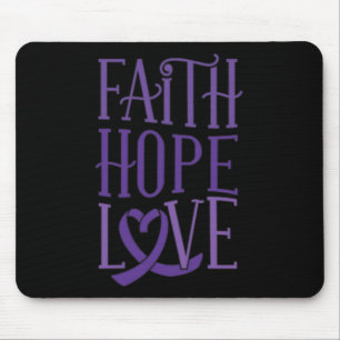 Hope Love - Fibromyalgia Awareness Support Purple Mouse Mat