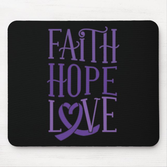 Hope Love - Fibromyalgia Awareness Support Purple  Mouse Mat (Front)