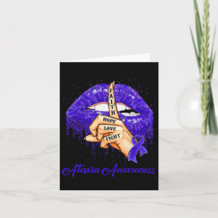 Hope Love Fight Blue Ribbon Ataxia Awareness  Card