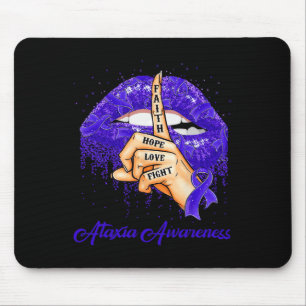 Hope Love Fight Blue Ribbon Ataxia Awareness Mouse Mat