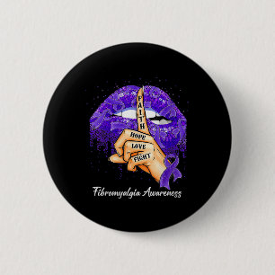Hope Love Fight Purple Ribbon Fibromyalgia Awarene 6 Cm Round Badge
