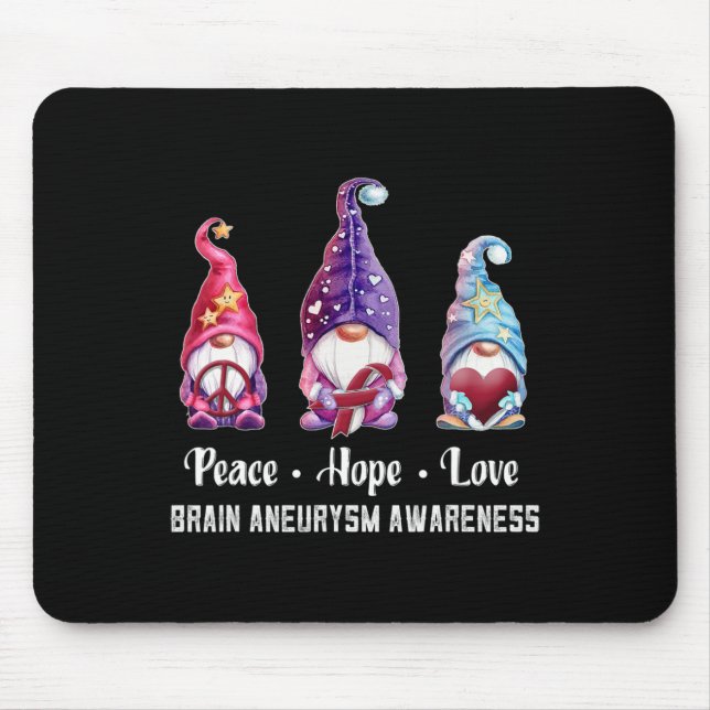 Hope Love Gnomes Brain Aneurysm Awareness  Mouse Mat (Front)