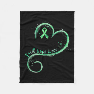 Hope Love Green Ribbon Mental Health Awareness  Fleece Blanket