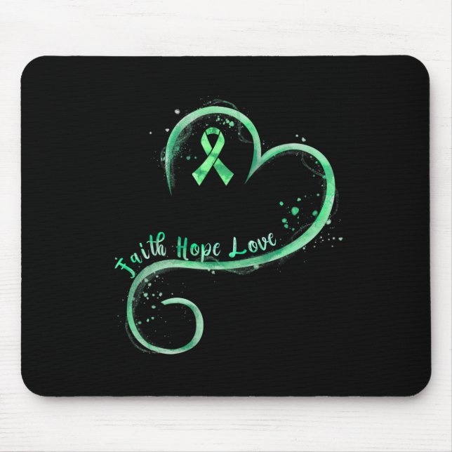Hope Love Green Ribbon Mental Health Awareness  Mouse Mat (Front)