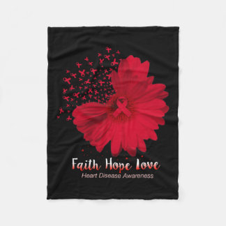 Hope Love Heart Disease Awareness Sunflower  Fleece Blanket