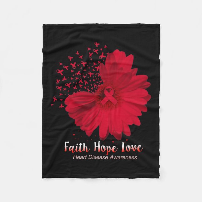 Hope Love Heart Disease Awareness Sunflower  Fleece Blanket (Front)