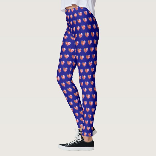 Hope Love Hearts Customised Art Design Leggings (Left)