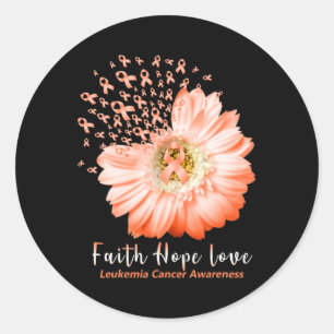 Hope Love Leukaemia Awareness Orange Ribbon Daisy Classic Round Sticker