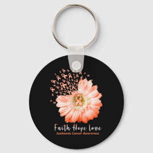Hope Love Leukaemia Awareness Orange Ribbon Daisy  Key Ring