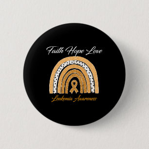 Hope Love Leukaemia Awareness Ribbon Orange Rainbo 6 Cm Round Badge