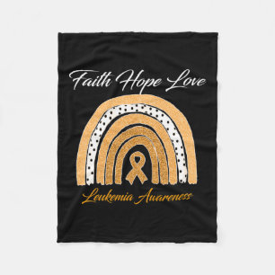 Hope Love Leukaemia Awareness Ribbon Orange Rainbo Fleece Blanket