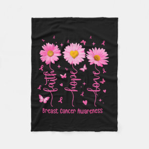 Hope Love Pink Ribbon Breast Cancer Awareness Dais Fleece Blanket