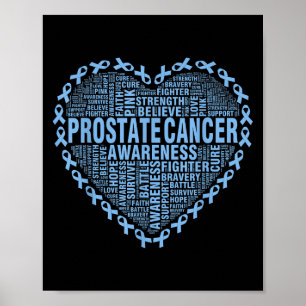 Hope Love Prostate Cancer Awareness Heart Light Bl Poster