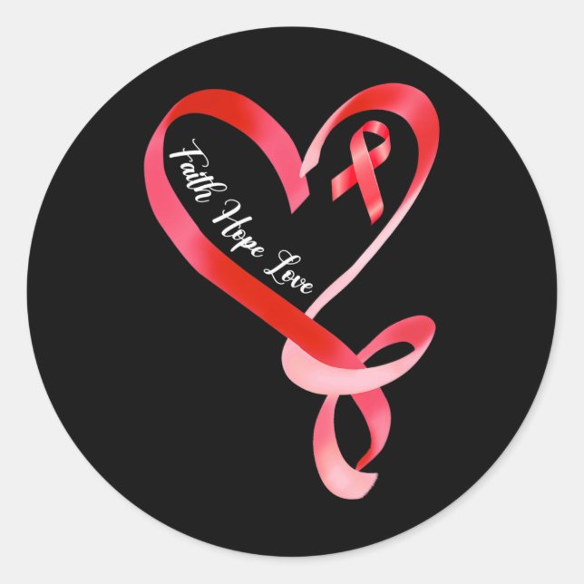 Hope Love Red Ribbon Heart Disease Awareness 1  Classic Round Sticker (Front)