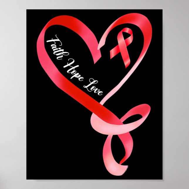 Hope Love Red Ribbon Heart Disease Awareness 1  Poster (Front)