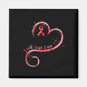 Hope Love Red Ribbon Heart Disease Awareness  Magnet