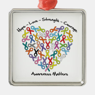 Hope Love Strength Courage Awareness Matters Metal Tree Decoration