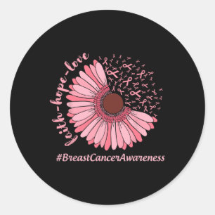 Hope Love Sunflower Ribbon Breast Cancer Awareness Classic Round Sticker