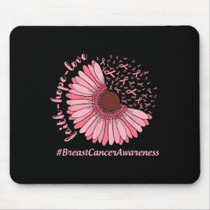 Hope Love Sunflower Ribbon Breast Cancer Awareness Mouse Mat