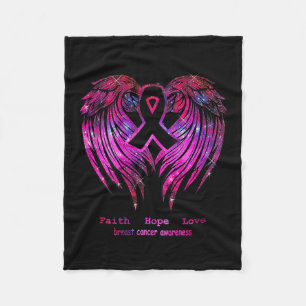 Hope Love Wings Breast Cancer Awareness Fleece Blanket