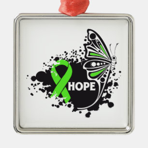 Hope Lyme Disease Butterfly Ribbon Metal Tree Decoration