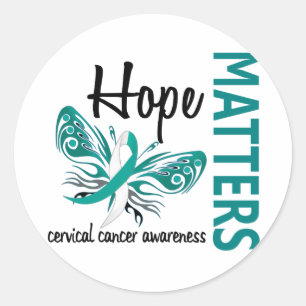 Hope Matters Butterfly Cervical Cancer Classic Round Sticker