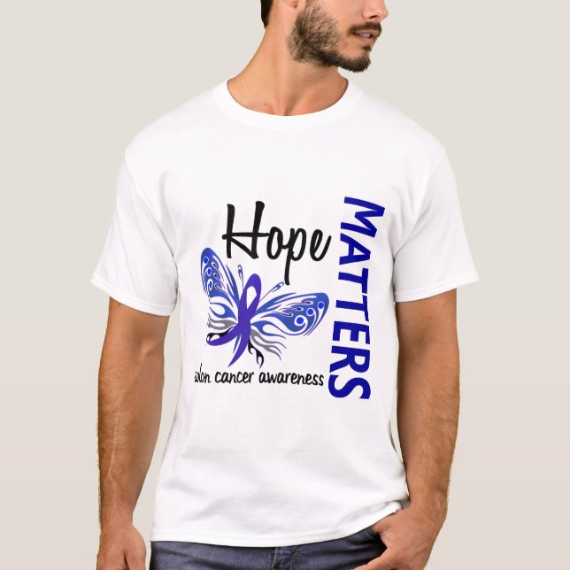 Hope Matters Butterfly Colon Cancer T-Shirt (Front)