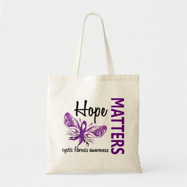 Hope Matters Butterfly Cystic Fibrosis Tote Bag (Front)