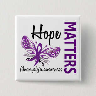 Hope Matters Butterfly Fibromyalgia 15 Cm Square Badge