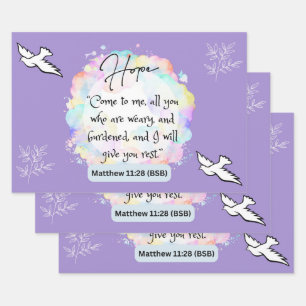 Hope Message - Matthew 11-28 - 3 Sheets Wrap Paper