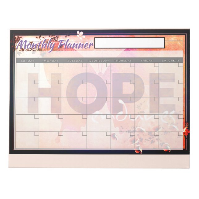 Hope monthly planner sheets notepad (Front)