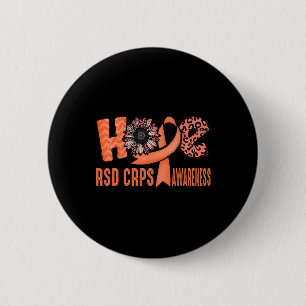 Hope Orange Ribbon Leopard Sunflower Rsd Crps Awar 6 Cm Round Badge