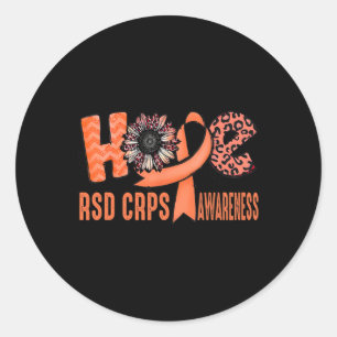 Hope Orange Ribbon Leopard Sunflower Rsd Crps Awar Classic Round Sticker