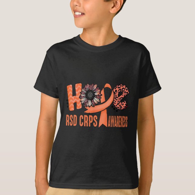 Hope Orange Ribbon Leopard Sunflower RSD CRPS Awar T-Shirt (Front)