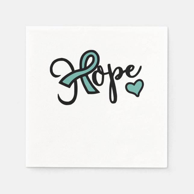 Hope Ovarian Cancer Awareness Teal Love Napkin (Front)