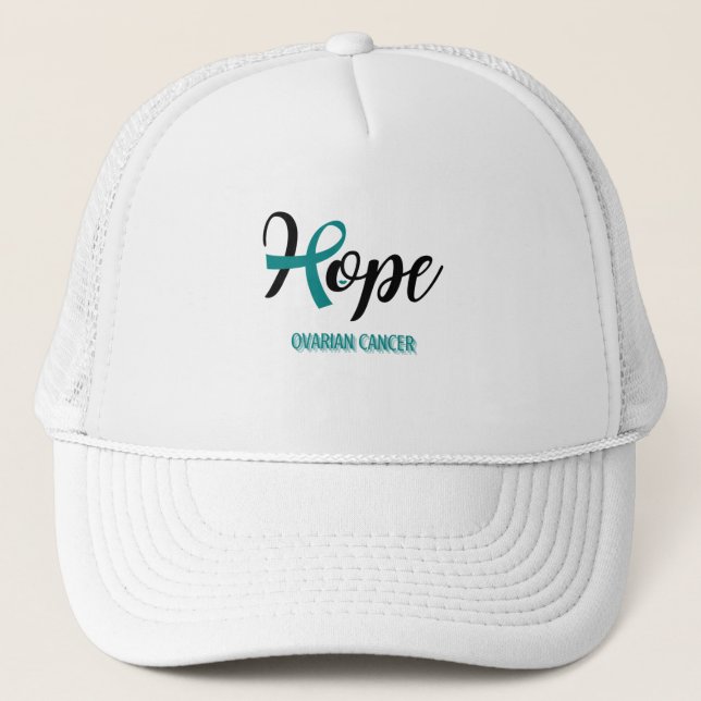 HOPE/ OVARIAN CANCER/ AWARENESS UNISEX TRUCKER HAT (Front)