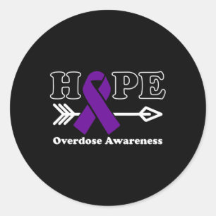 Hope - Overdose Awareness Purple Ribbon  Classic Round Sticker
