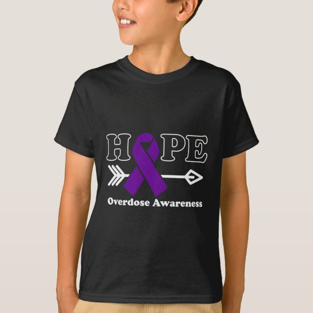 Hope - Overdose Awareness Purple Ribbon  T-Shirt (Front)