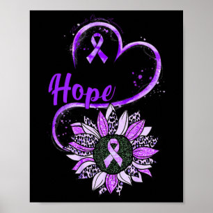 Hope Pancreatic Cancer Awareness Purple Ribbon Sun Poster