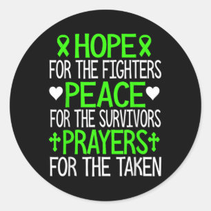 Hope Peace And Prayers Green Ribbon Mental Health Classic Round Sticker