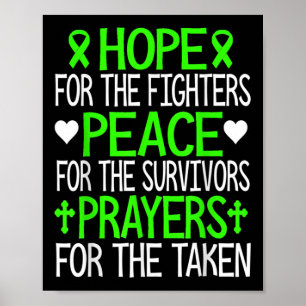 Hope Peace And Prayers Green Ribbon Mental Health Poster