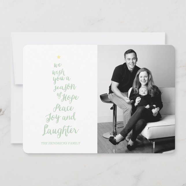 Hope Peace Joy and Laughter Holiday Photo Card (Front)