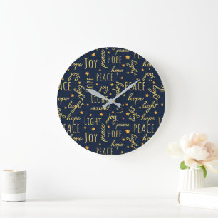 Hope Peace Joy Light Holiday Large Clock