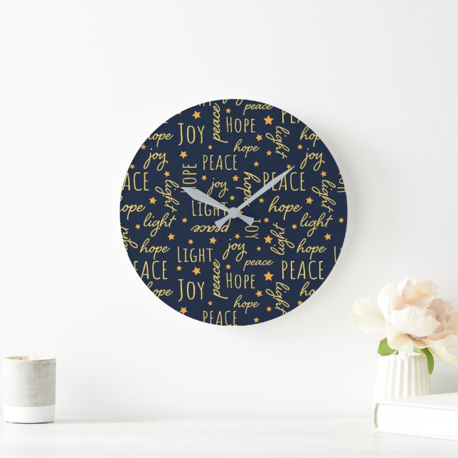 Hope Peace Joy Light Holiday Large Clock (Home)