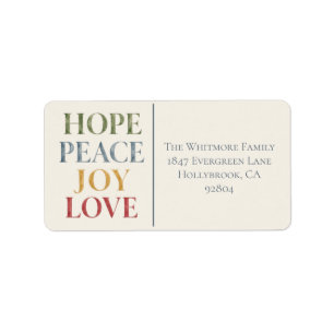 Hope Peace Joy Love Watercolor Christmas Label