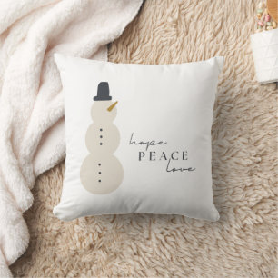 hope peace love. Christmas Snowman Throw Pillow
