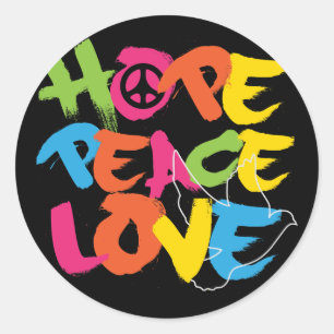 Hope Peace Love Classic Round Sticker