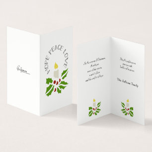 Hope, Peace, Love Minimalist Holly and Candle