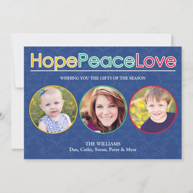 Hope Peace Love Photos Holiday Flat Card (Front)
